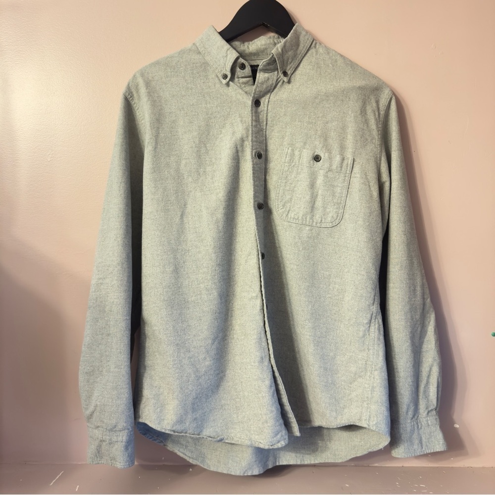 J.Crew Heathered Chamois Buttondown Leather Elbow Patches Gray Men Size L